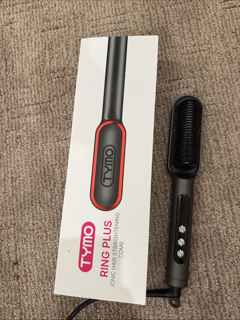 Tymo Ring Plus Black Ionic Hair Straightening Comb